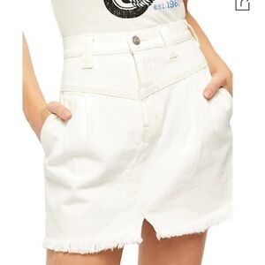 Free People Women's Sidecar Mini Jean Skirt White in Size 25